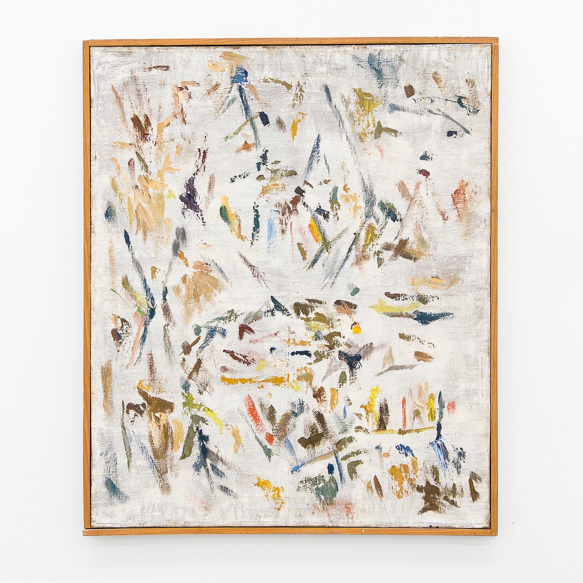 A photograph of Ernest Mancoba's untitled oil on canvas painting.
