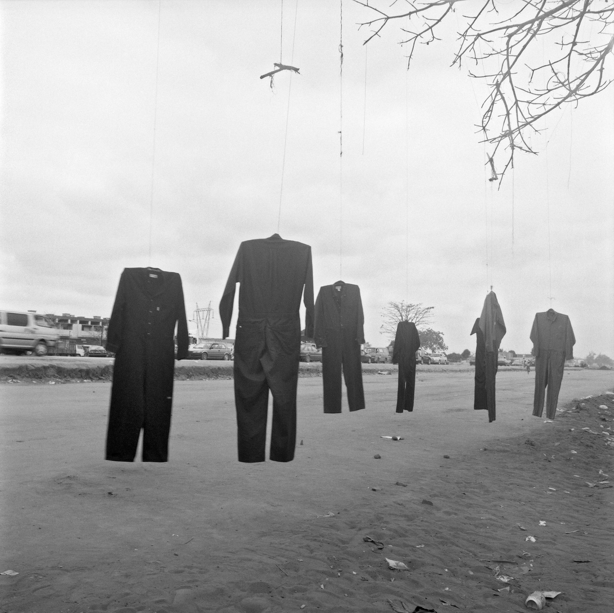 Jo Ractliffe's monochrome photograph print 'Roadside stall on the way to Viana, from the series 'Terreno Ocupado'.
