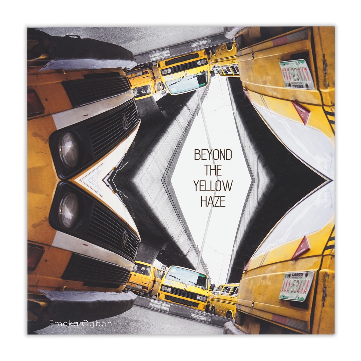 A photograph of the cover of Ememka Ogboh's 12" vinyl record 'Beyond the Yellow Haze'.
