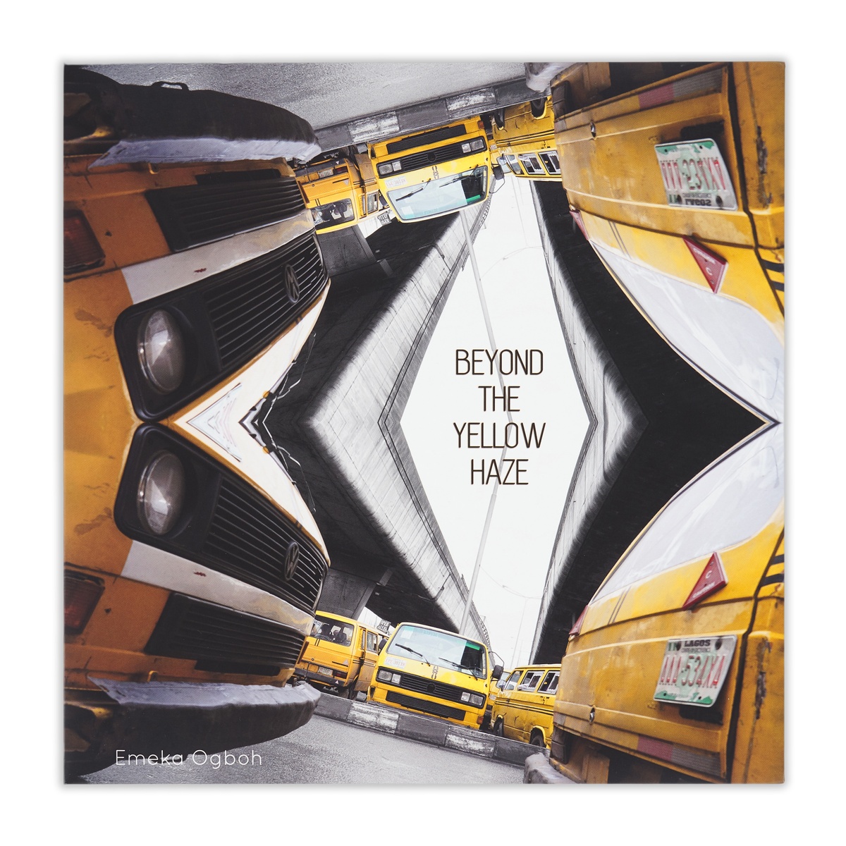 A photograph of the cover of Ememka Ogboh's 12" vinyl record 'Beyond the Yellow Haze'.

