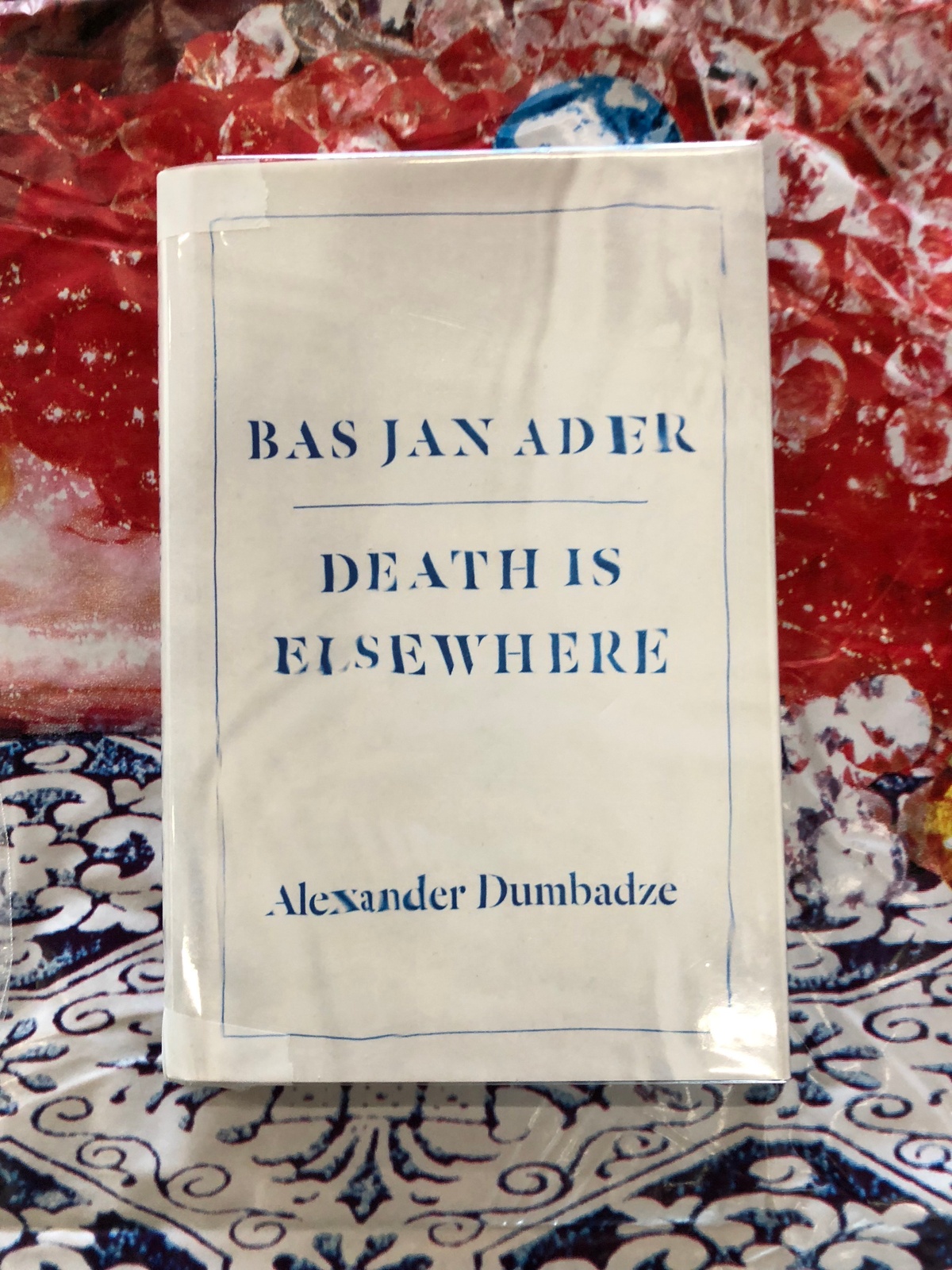 Process photograph from the More For Less exhibition in A4’s Gallery that shows a copy of Alexander Dumbadze’s book ‘Bas Jan Ader: Death is Elsewhere’.
