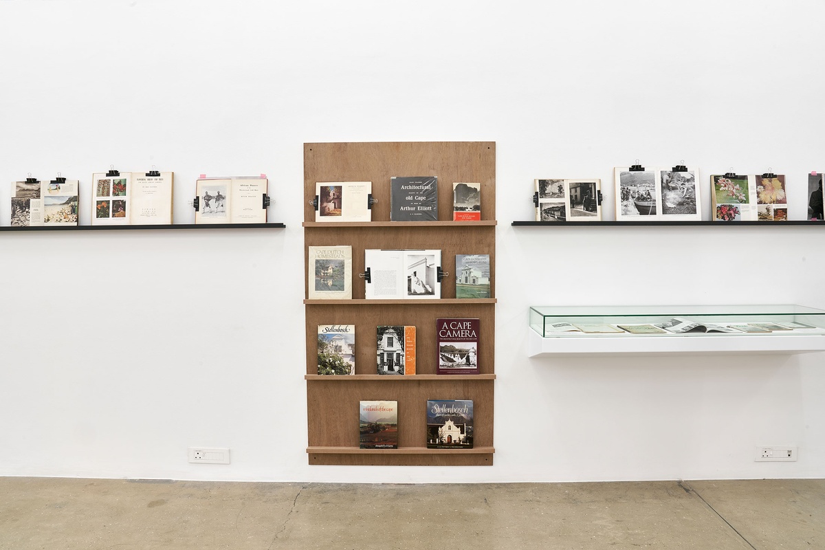 Installation photograph from the Photo Book! Photo-Book! Photobook! exhibition in A4’s Gallery. In the middle, a display shelf in an area dedicated to photobooks from the years 1945 to 1967.
