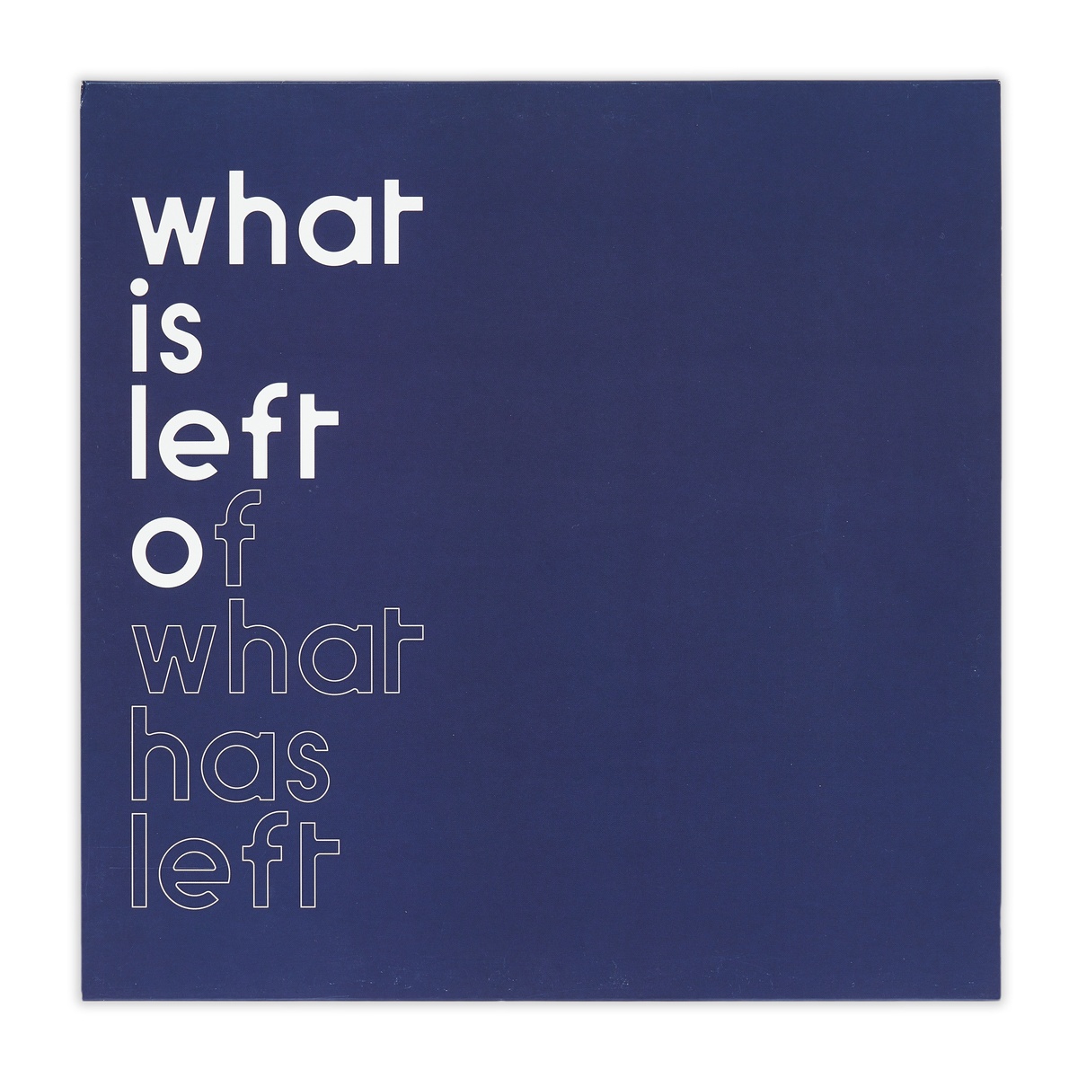 Photograph of the cover of Nothing to Commit Records and CCS Bard College's 12" vinyl record 'what is left of what has left'.
