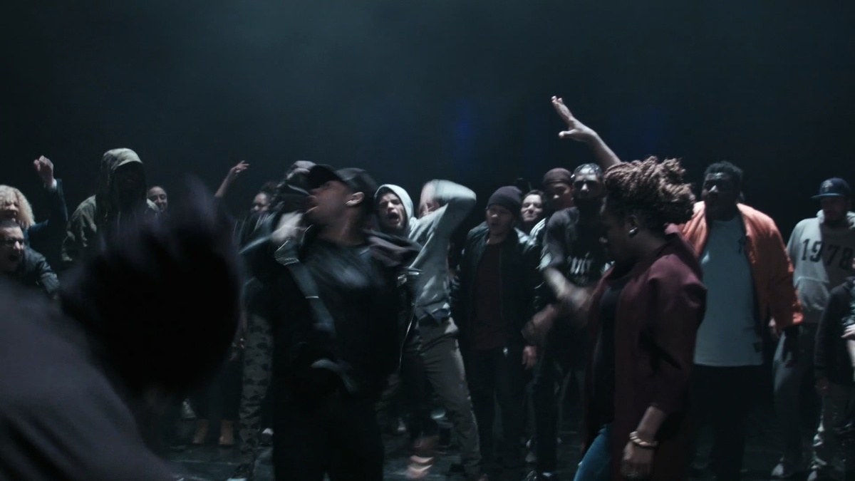 A still frame from Clement Cogitore’s video work ‘Les Andes Galantes’ depicts Krump dancers moving to music from Jean Phillips Rameau’s titular opéra-ballet.
