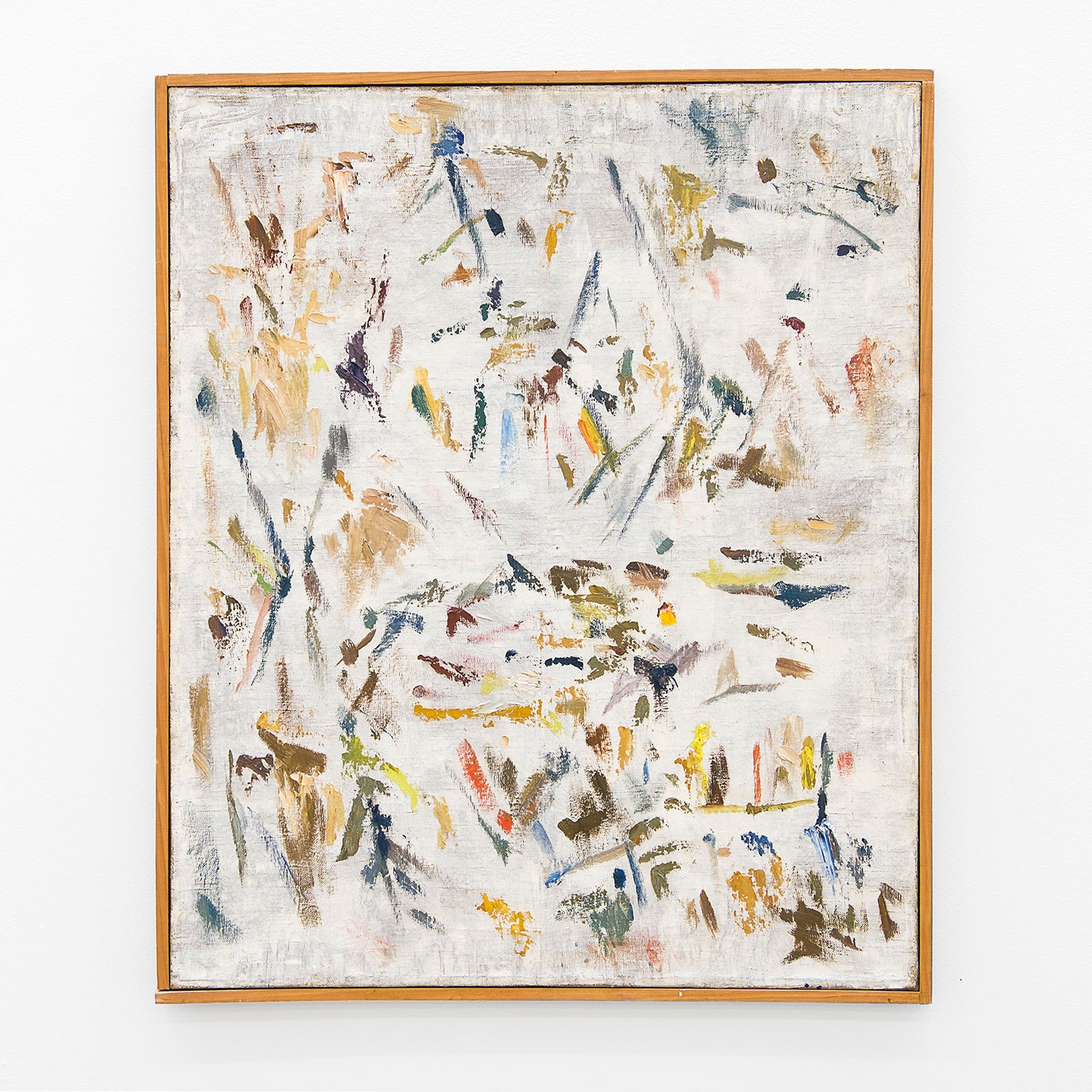 A photograph of Ernest Mancoba's untitled oil on canvas painting.
