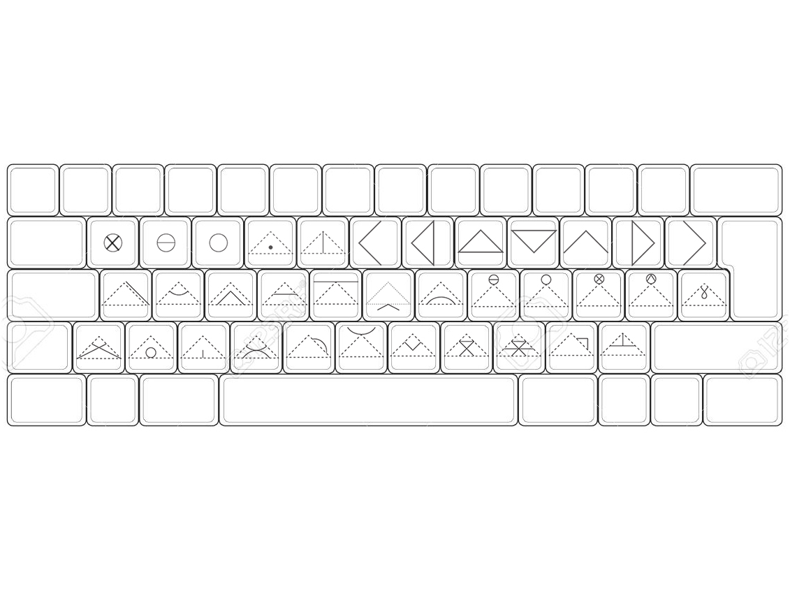 Process image from the offsite development of the online ‘IsiBheqe keyboard’ by linguist Pule kaJanolintji. A digital illustration of a keyboard layout with characters from the IsiBheqe script.
