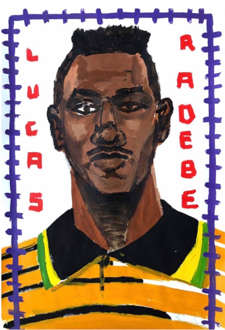 Callan Grecia's acrylic painting 'Lucas Radebe' that depicts the titular soccer player.
