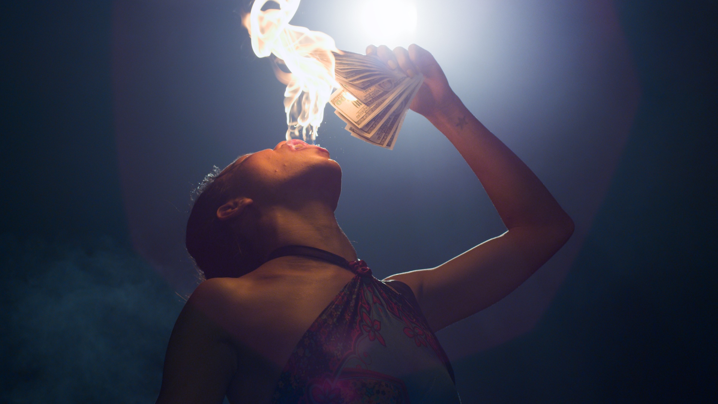 A still frame from The Propeller Group's video work 'The Living Need Light, the Dead Need Music'.
