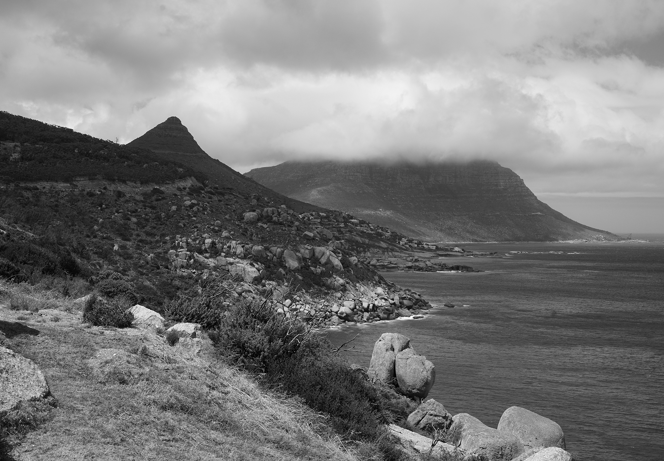 Kevin Beasley's monochrome photographic print 'A view of the 12 Apostles'.
